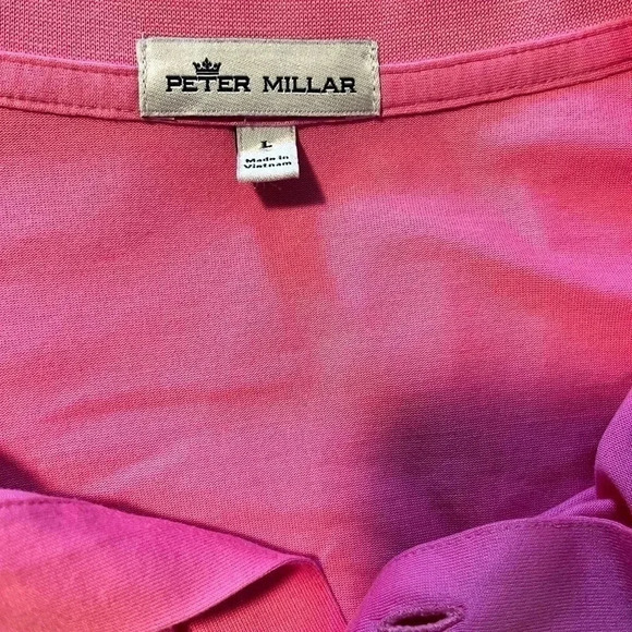 Peter Millar 3-Button Polo Pink Sz Large EUC - Picture 3 of 3